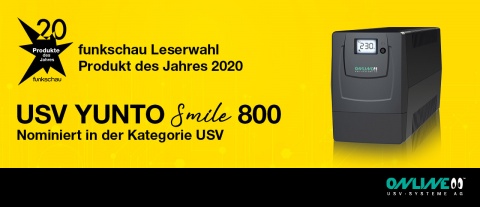 Die Mini USV YUNTO Smile 800 ist für die funkschau Leserwahl 2020 nominiert