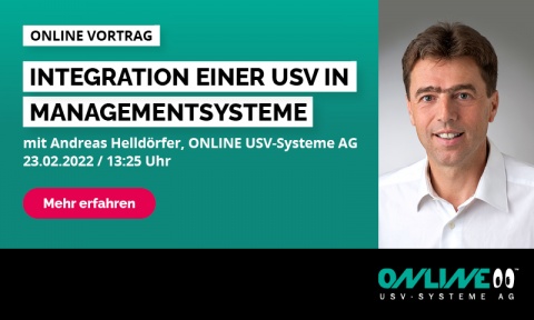 Online Vortrag von ONLINE-USV Systeme „Integration von USVen in Managementsysteme„ 